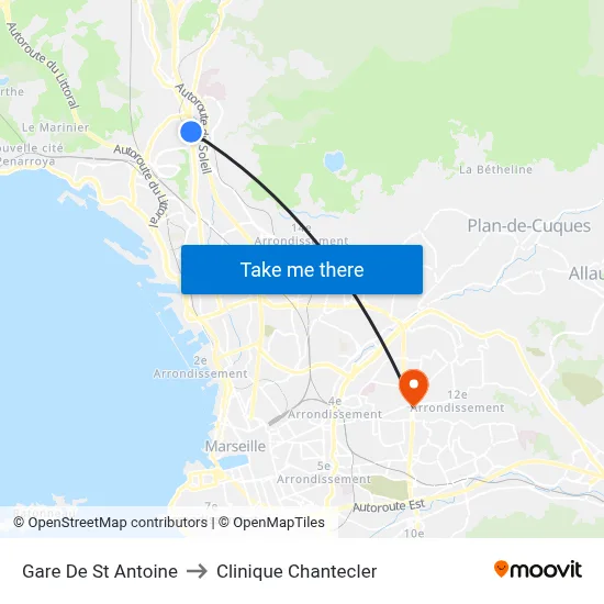 Gare De St Antoine to Clinique Chantecler map