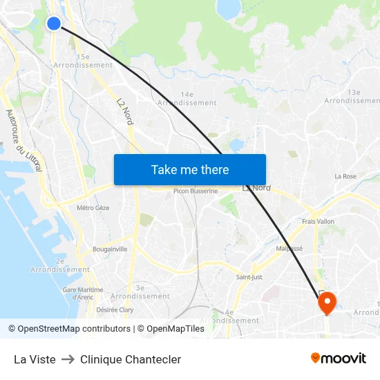 La Viste to Clinique Chantecler map