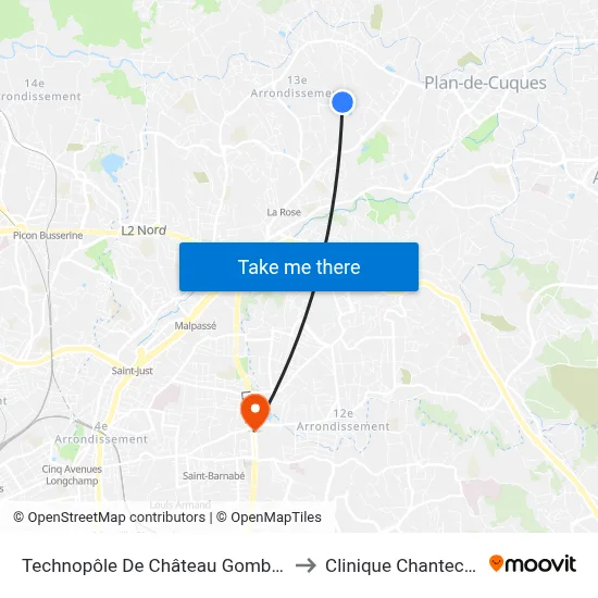 Technopôle De Château Gombert to Clinique Chantecler map