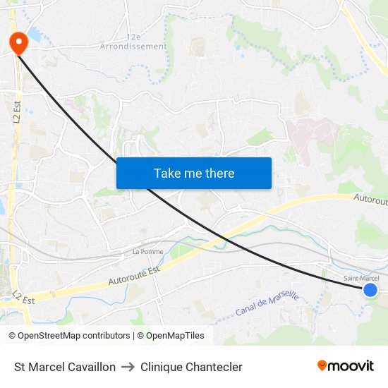 St Marcel Cavaillon to Clinique Chantecler map