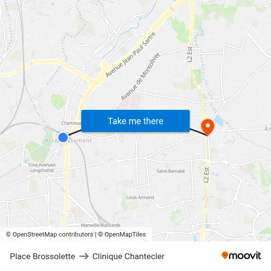 Place Brossolette to Clinique Chantecler map