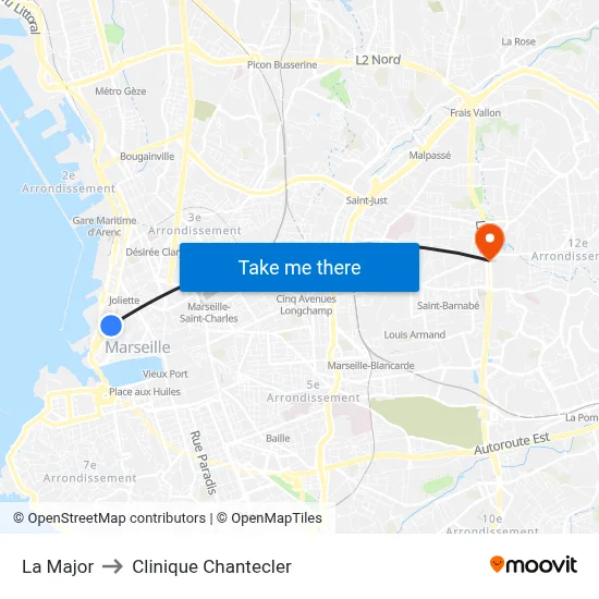 La Major to Clinique Chantecler map