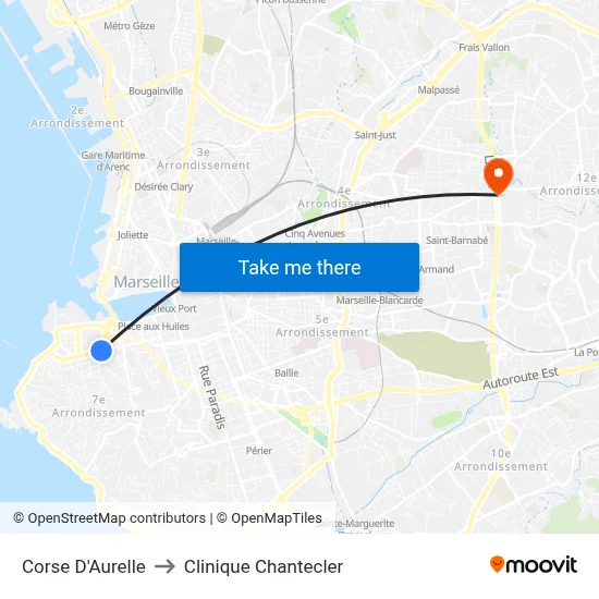 Corse D'Aurelle to Clinique Chantecler map
