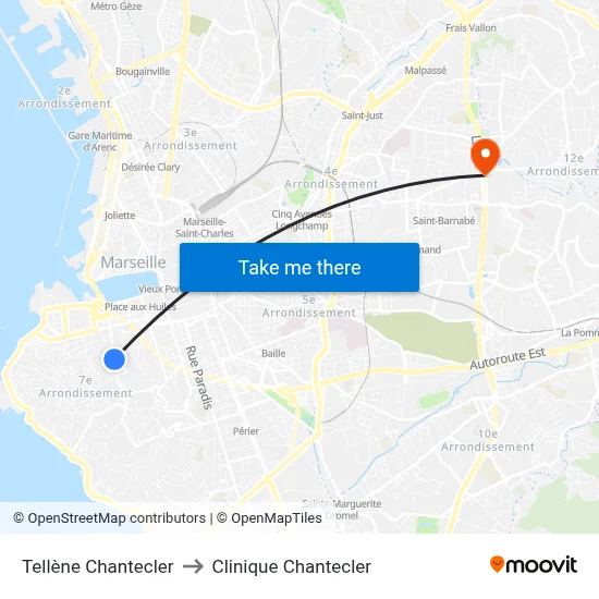 Tellène Chantecler to Clinique Chantecler map
