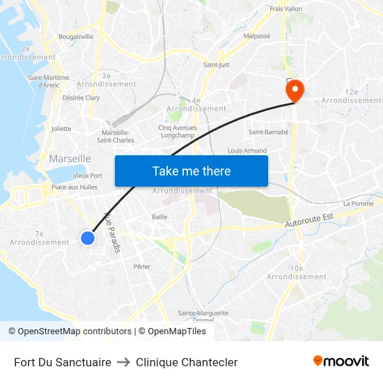 Fort Du Sanctuaire to Clinique Chantecler map