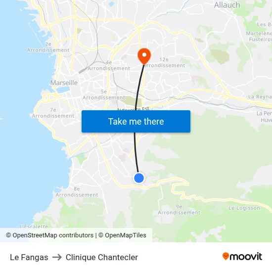 Le Fangas to Clinique Chantecler map