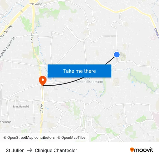 St Julien to Clinique Chantecler map