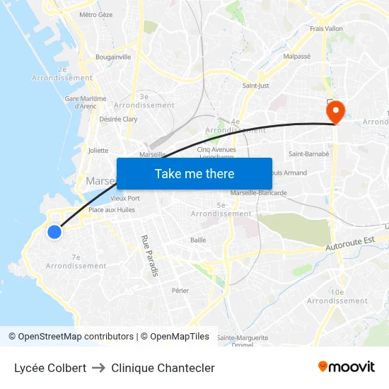Lycée Colbert to Clinique Chantecler map
