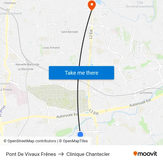 Pont De Vivaux Frênes to Clinique Chantecler map