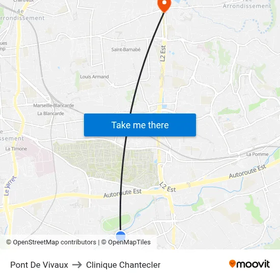 Pont De Vivaux to Clinique Chantecler map