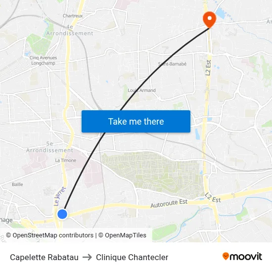 Capelette Rabatau to Clinique Chantecler map