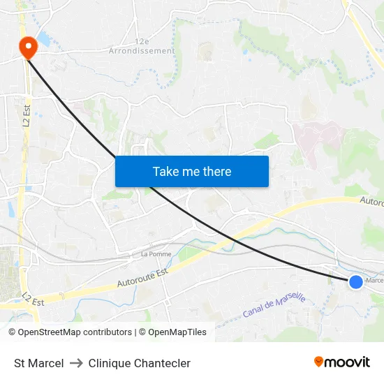 St Marcel to Clinique Chantecler map