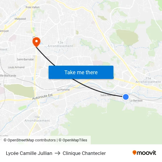 Lycée Camille Jullian to Clinique Chantecler map