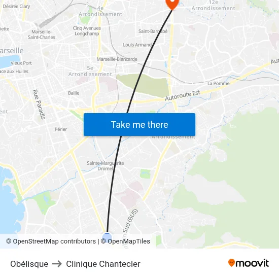 Obélisque to Clinique Chantecler map