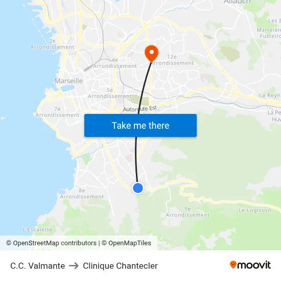 C.C. Valmante to Clinique Chantecler map