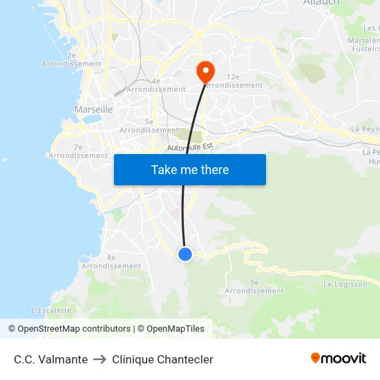 C.C. Valmante to Clinique Chantecler map
