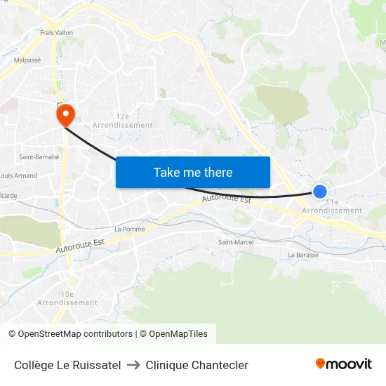 Collège Le Ruissatel to Clinique Chantecler map