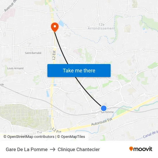 Gare De La Pomme to Clinique Chantecler map