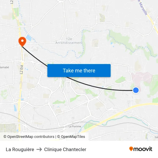 La Rouguière to Clinique Chantecler map