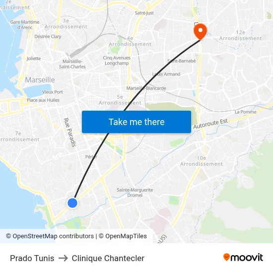 Prado Tunis to Clinique Chantecler map