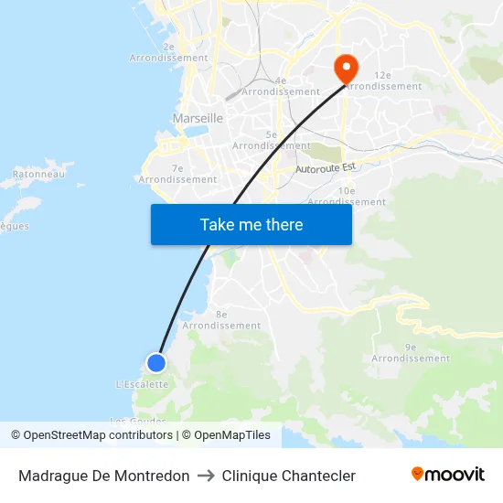 Madrague De Montredon to Clinique Chantecler map