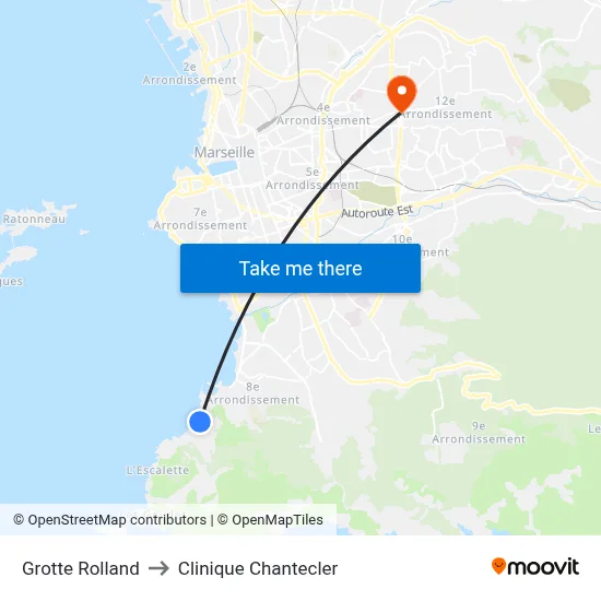 Grotte Rolland to Clinique Chantecler map