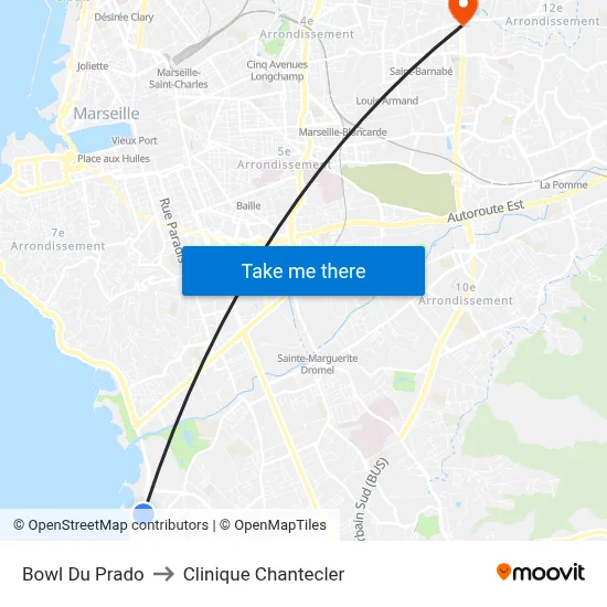 Bowl Du Prado to Clinique Chantecler map