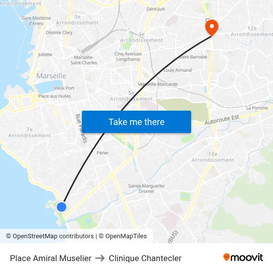 Place Amiral Muselier to Clinique Chantecler map
