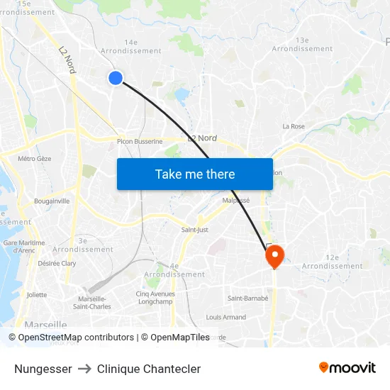 Nungesser to Clinique Chantecler map