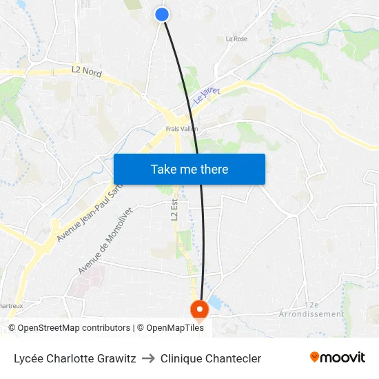 Lycée Charlotte Grawitz to Clinique Chantecler map