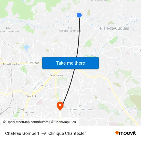 Château Gombert to Clinique Chantecler map