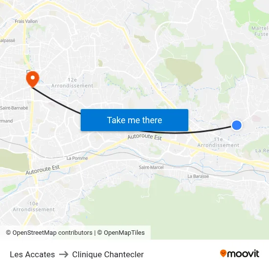Les Accates to Clinique Chantecler map