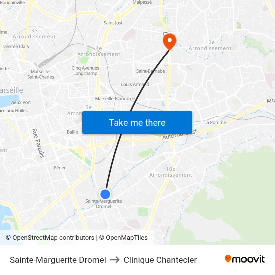 Sainte-Marguerite Dromel to Clinique Chantecler map