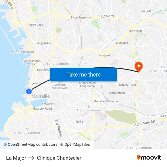 La Major to Clinique Chantecler map