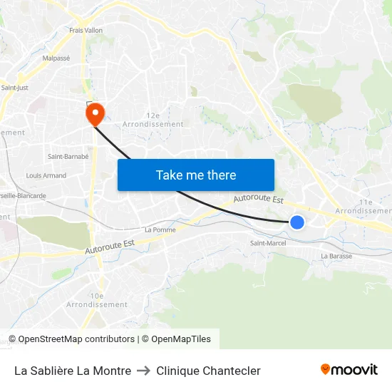 La Sablière La Montre to Clinique Chantecler map