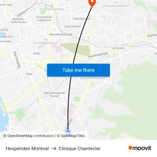 Hespérides Montval to Clinique Chantecler map