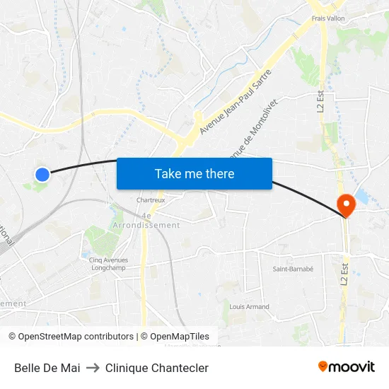 Belle De Mai to Clinique Chantecler map
