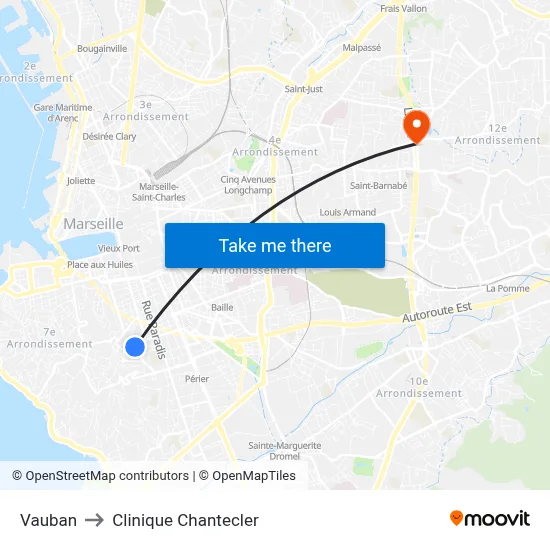 Vauban to Clinique Chantecler map