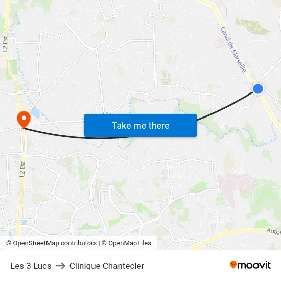 Les 3 Lucs to Clinique Chantecler map
