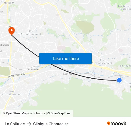 La Solitude to Clinique Chantecler map