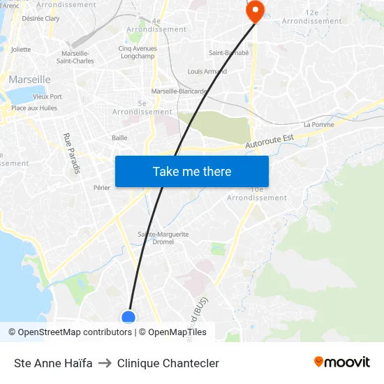 Ste Anne Haïfa to Clinique Chantecler map