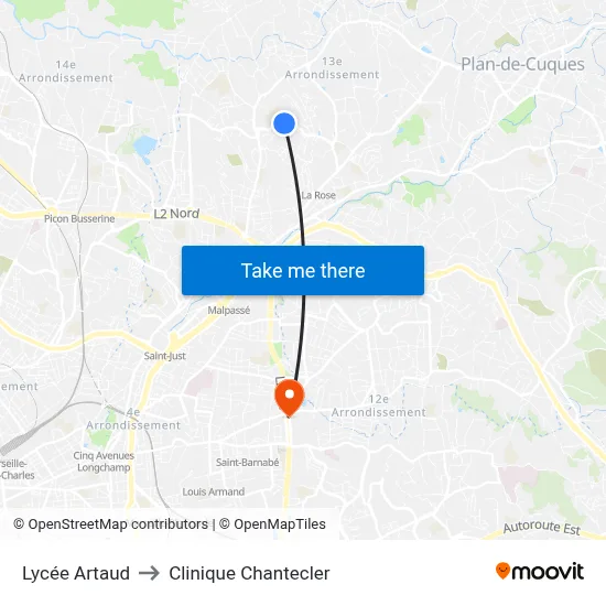 Lycée Artaud to Clinique Chantecler map