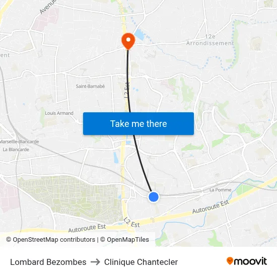 Lombard Bezombes to Clinique Chantecler map