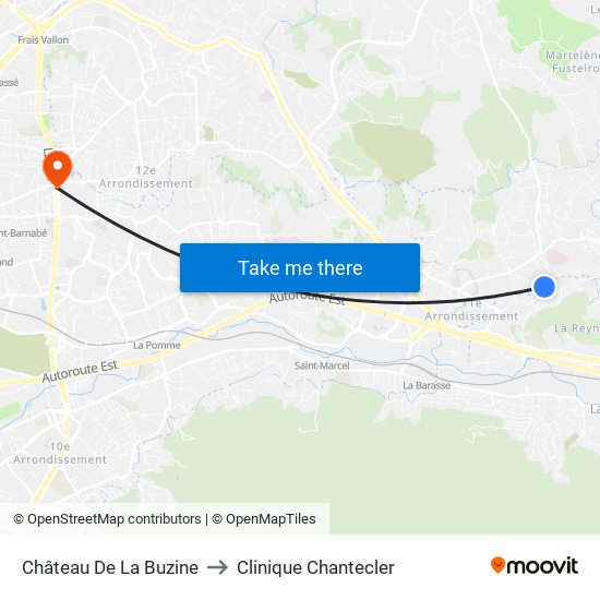 Château De La Buzine to Clinique Chantecler map