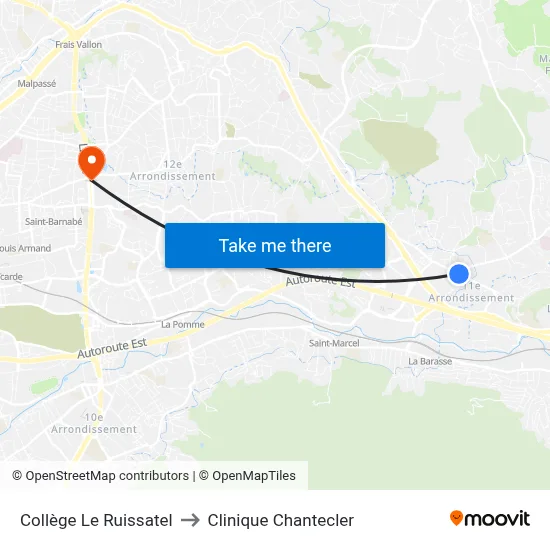 Collège Le Ruissatel to Clinique Chantecler map
