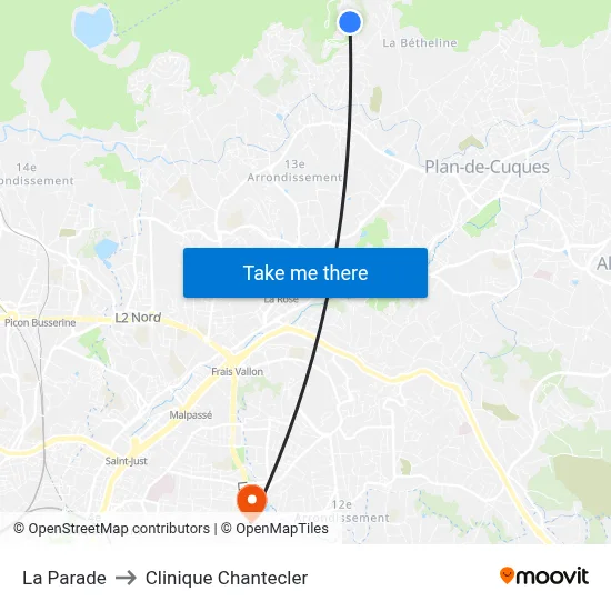 La Parade to Clinique Chantecler map