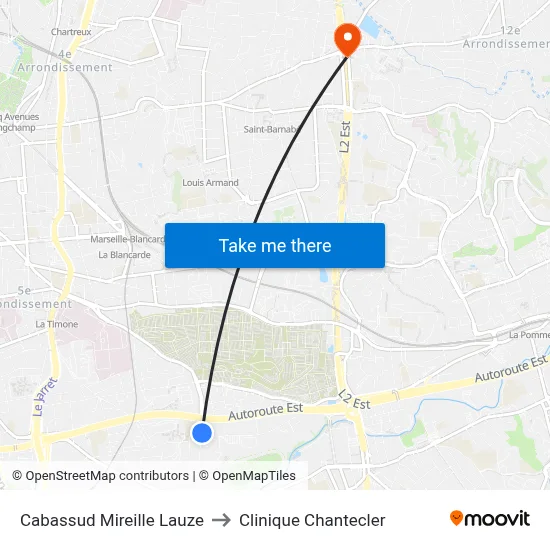 Cabassud Mireille Lauze to Clinique Chantecler map