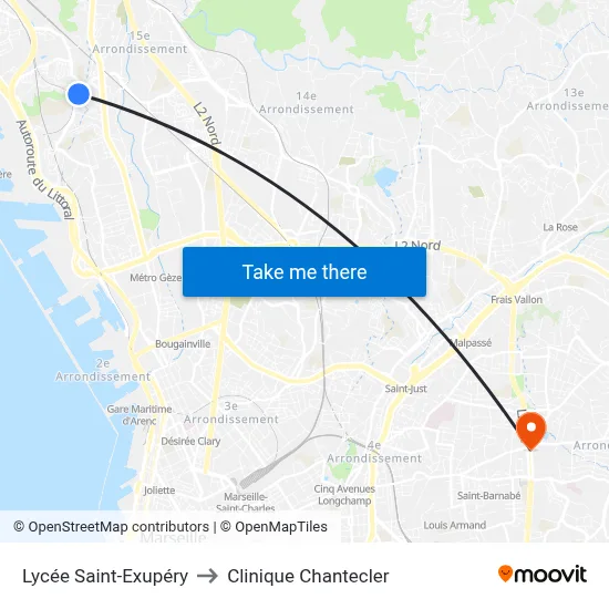 Lycée Saint-Exupéry to Clinique Chantecler map