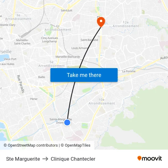 Ste Marguerite to Clinique Chantecler map