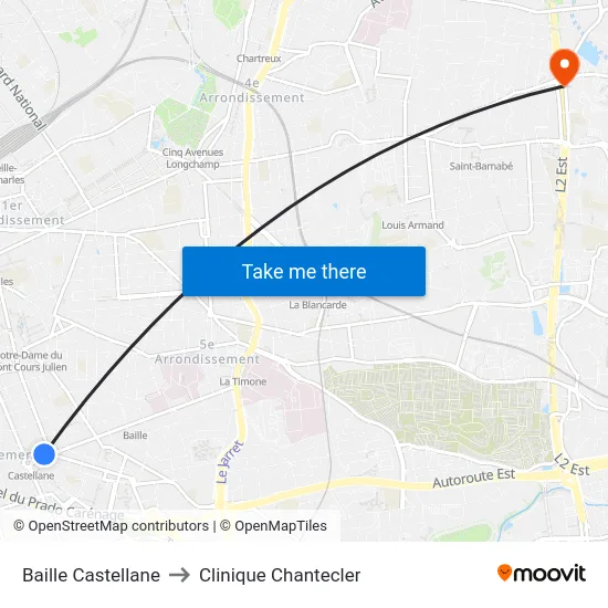Baille Castellane to Clinique Chantecler map